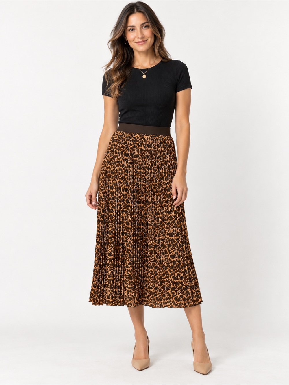 Joie Leopard Pleated Midi Skirt XL Office Chic Business Casual